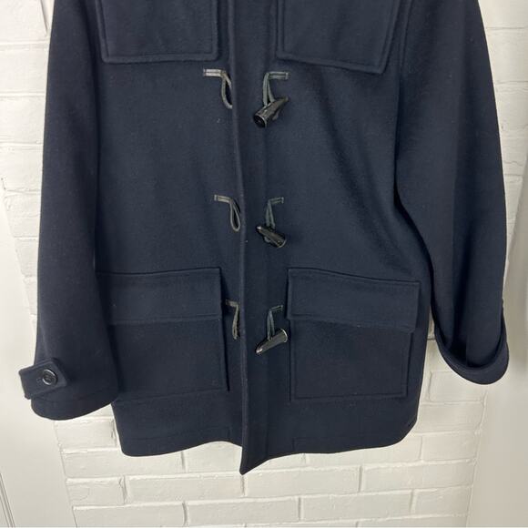 Lands’ End Navy 100% Wool Toggle Coat Size M 10-12 - Picture 3 of 16